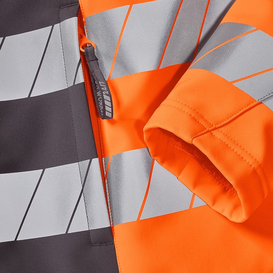 Detailed image High-vis softshell jacket e.s.motion 24/7 anthracite/high-vis orange