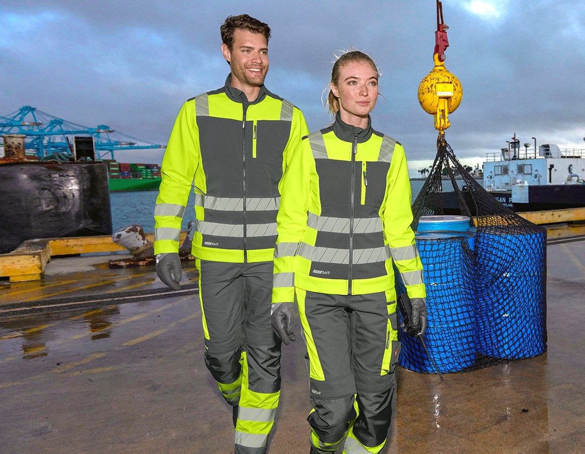 Additional image 1 High-vis softshell jacket e.s.motion 24/7, ladies' anthracite/high-vis yellow