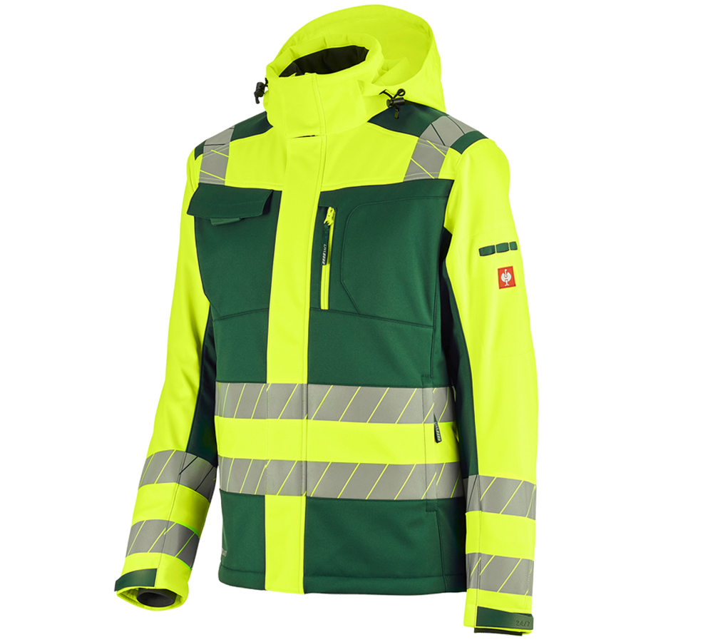 Primary image High-vis winter softshell jacket e.s.motion 24/7 green/high-vis yellow