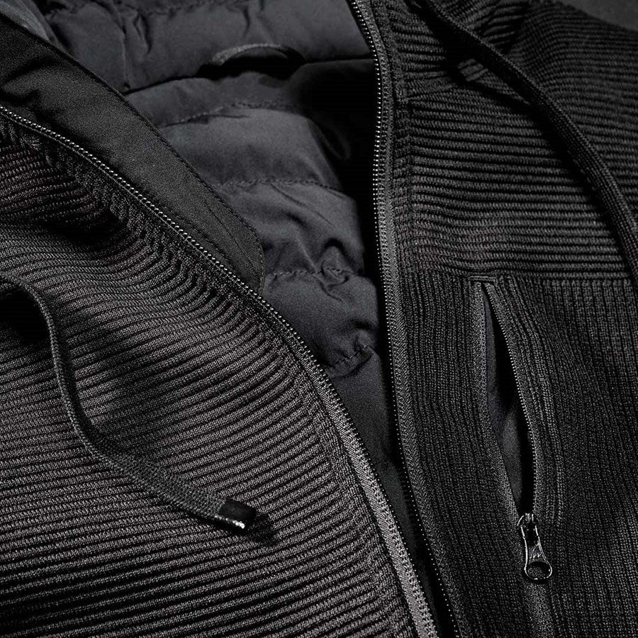 Detailed image Windbreaker hooded knitted jacket e.s.motion ten black