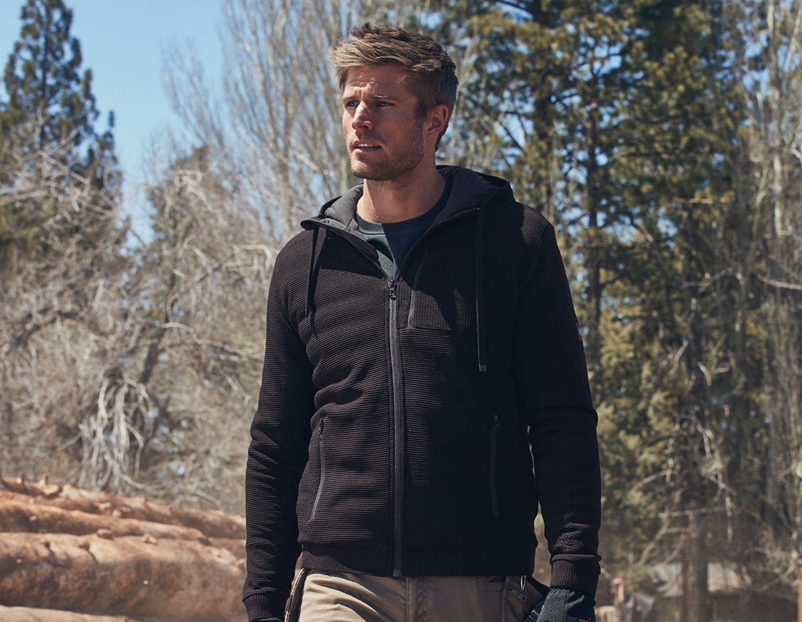 Main action image Windbreaker hooded knitted jacket e.s.motion ten black