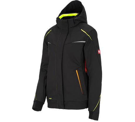 Primary image Winter softshell jacket e.s.motion 2020, ladies' black/high-vis yellow/high-vis orange