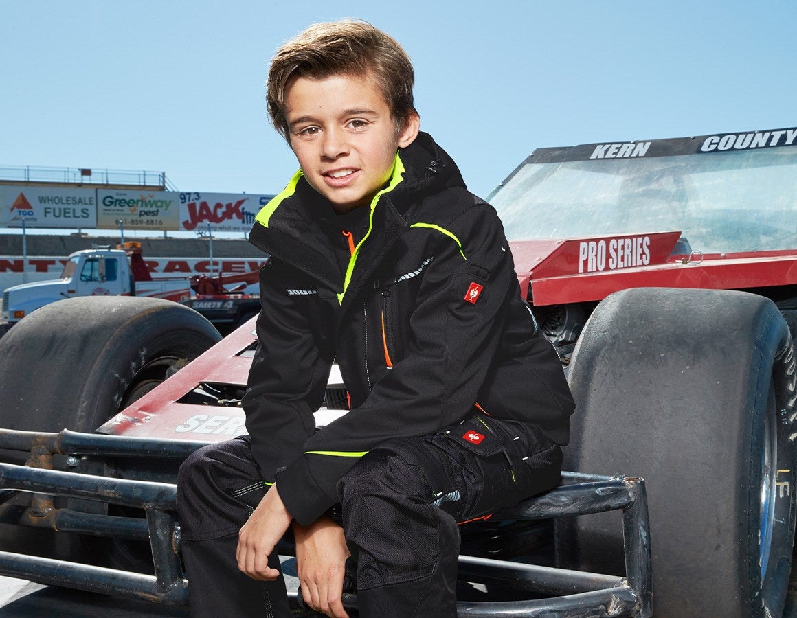 Additional image 1 Winter softshell jacket e.s.motion 2020,children's black/high-vis yellow/high-vis orange