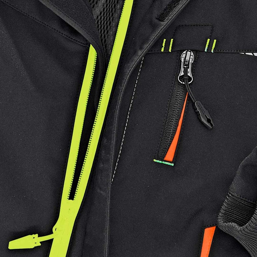 Detailed image Winter softshell jacket e.s.motion 2020,children's black/high-vis yellow/high-vis orange