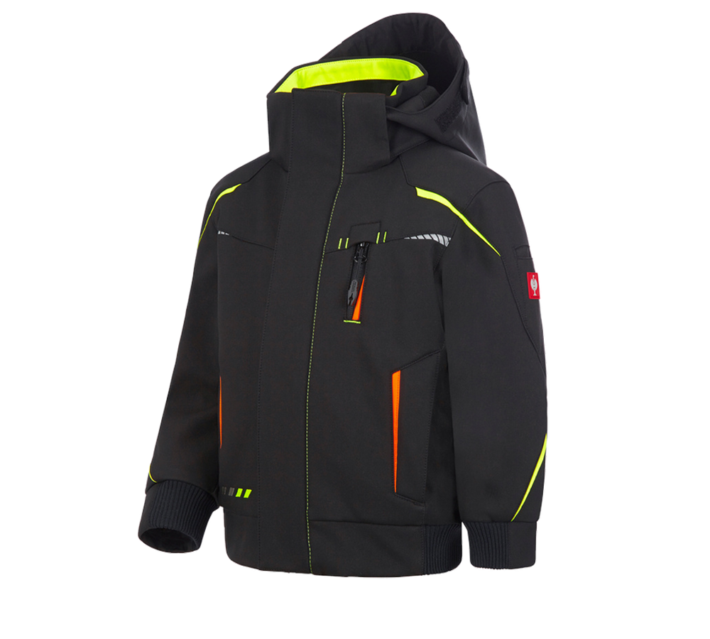 Primary image Winter softshell jacket e.s.motion 2020,children's black/high-vis yellow/high-vis orange