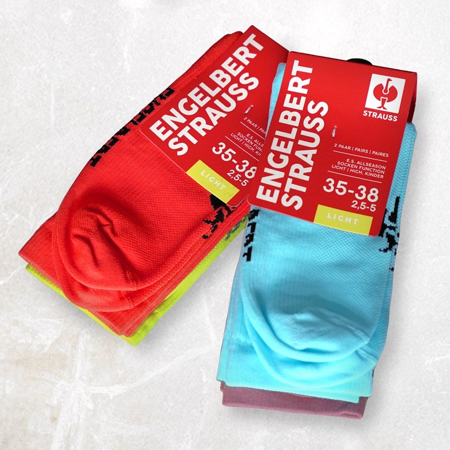 Detailed image e.s. All-season socks function light/high, child. high-vis red+high-vis yellow