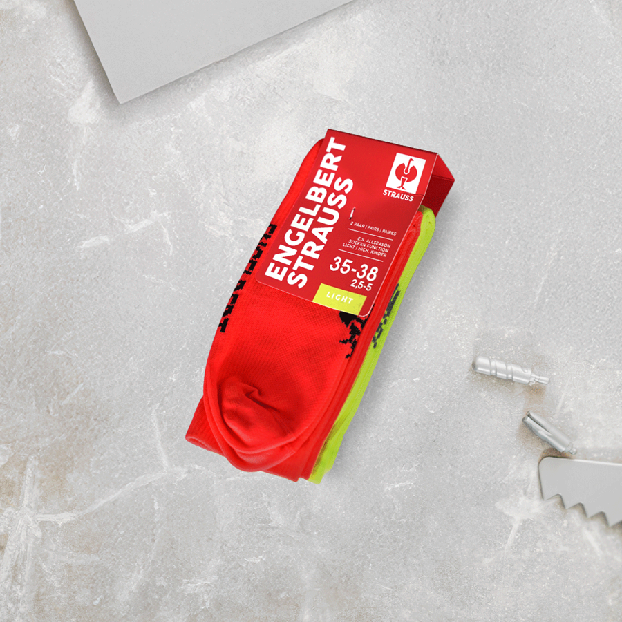 Detailed image e.s. All-season socks function light/high, child. high-vis red+high-vis yellow