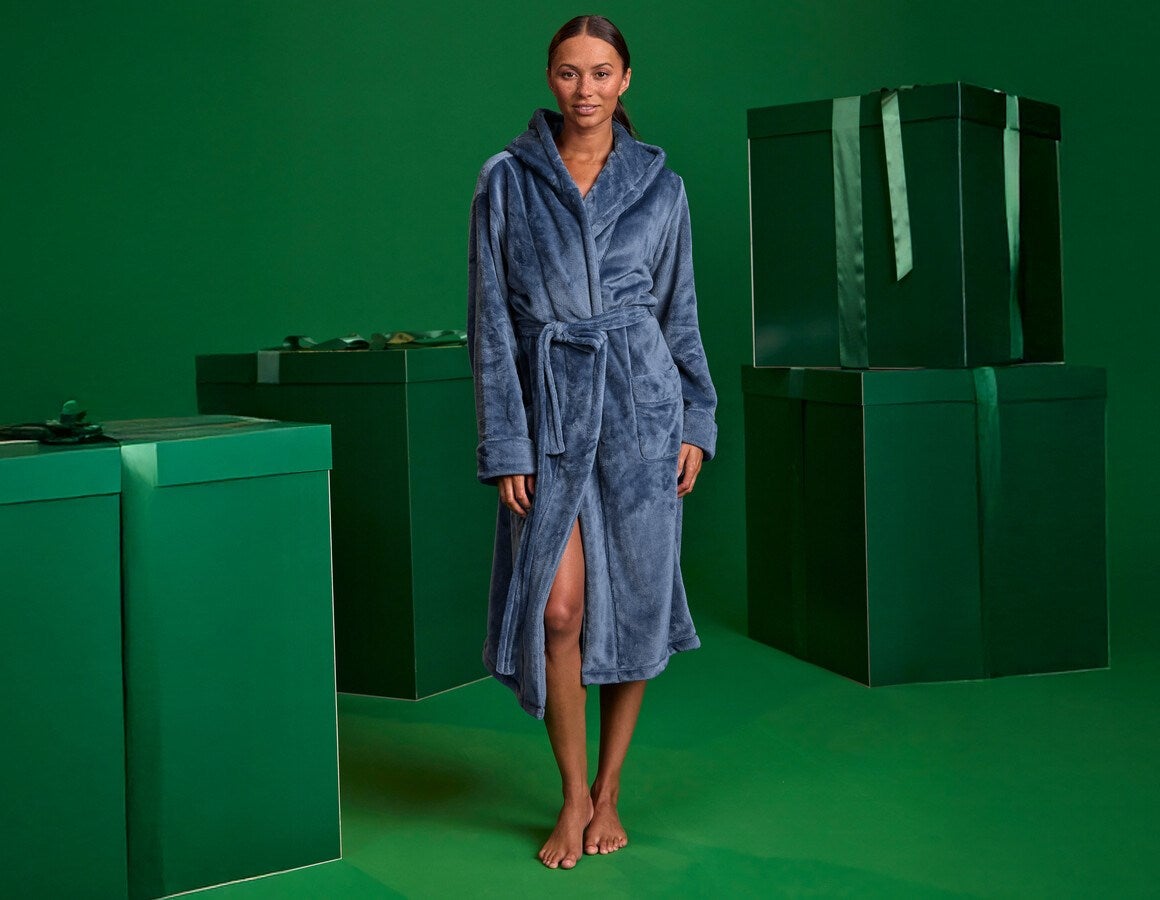 Main action image e.s. Bathrobe, ladies' nordicblue