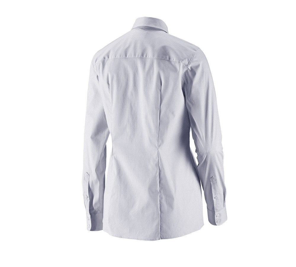 Secondary image e.s. Business blouse cotton str. lad. regular fit mistygrey checked