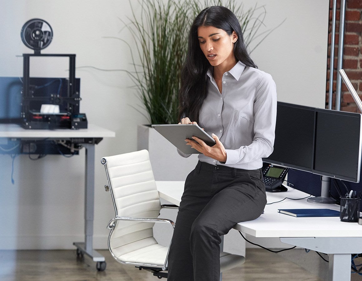 Additional image 1 e.s. Business blouse cotton str. lad. regular fit mistygrey checked