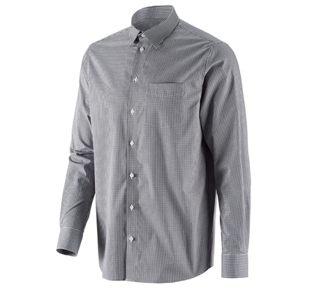Primary image e.s. Business shirt cotton stretch, comfort fit black checked