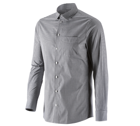 Primary image e.s. Business shirt cotton stretch, slim fit black checked