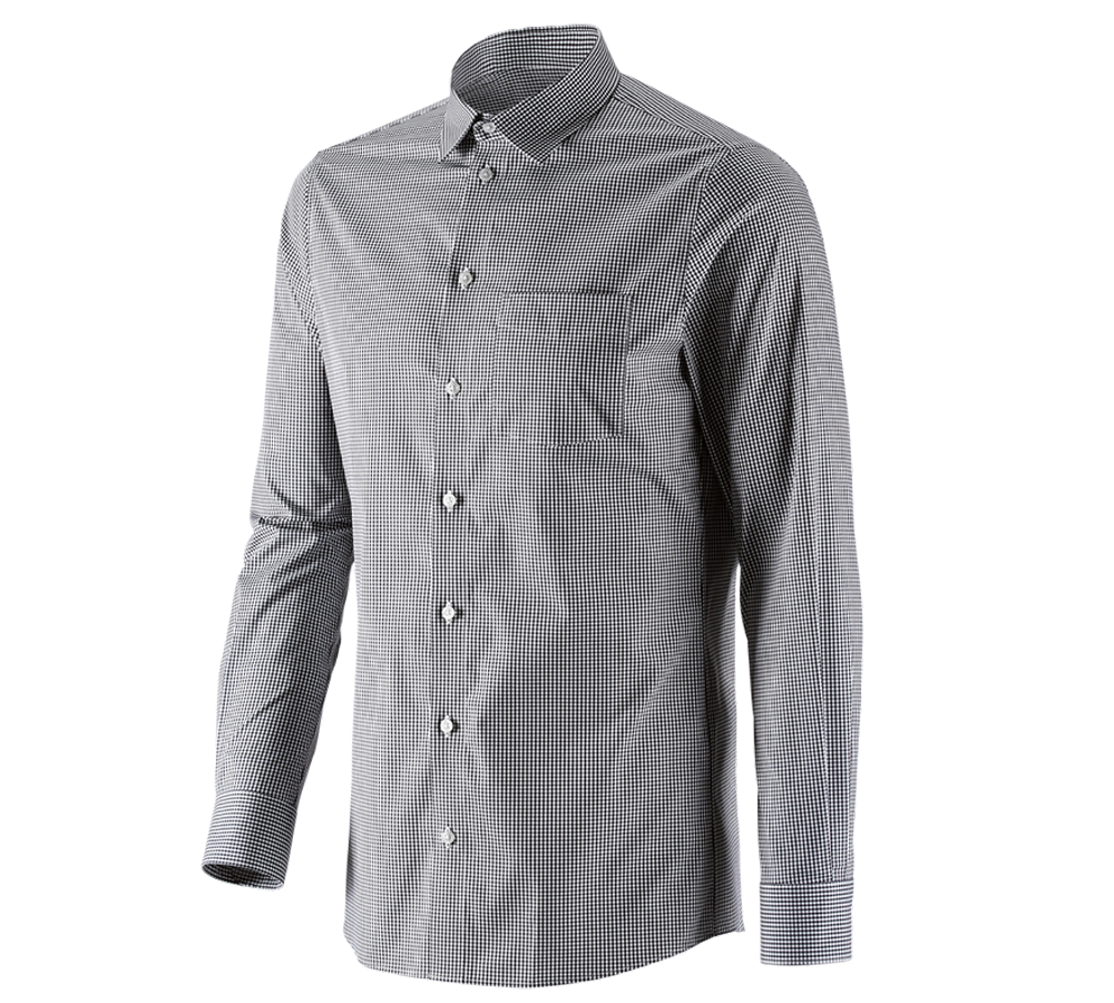 Primary image e.s. Business shirt cotton stretch, slim fit black checked