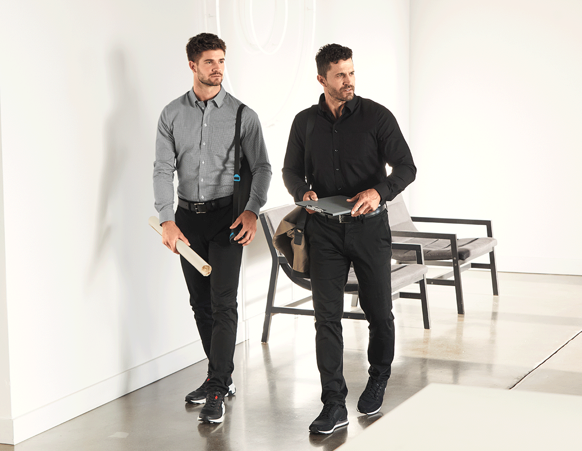 Additional image 3 e.s. Business shirt cotton stretch, slim fit black checked