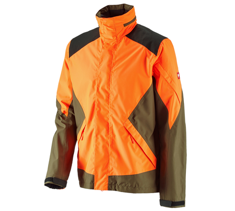 Primary image e.s. Forestry rain jacket high-vis orange/mudgreen