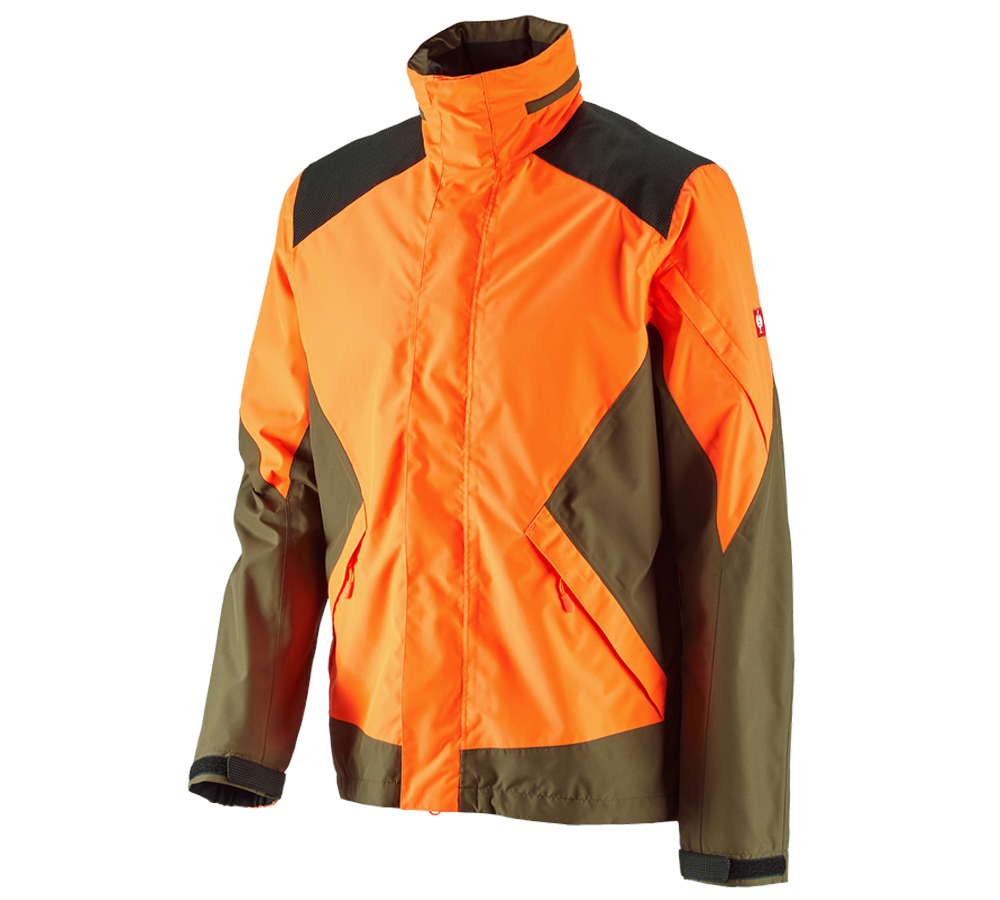 Primary image e.s. Forestry rain jacket high-vis orange/mudgreen