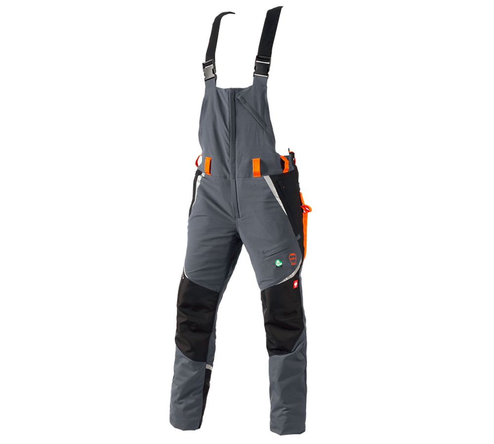 Primary image e.s. Forestry cut protection bib & brace, KWF grey/high-vis orange