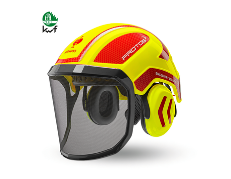 Primary image e.s. Forestry helmet Protos® high-vis yellow/fiery red