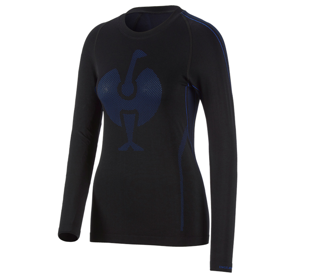 Primary image e.s. functional-longsleeve seamless-warm, ladies' black/gentianblue