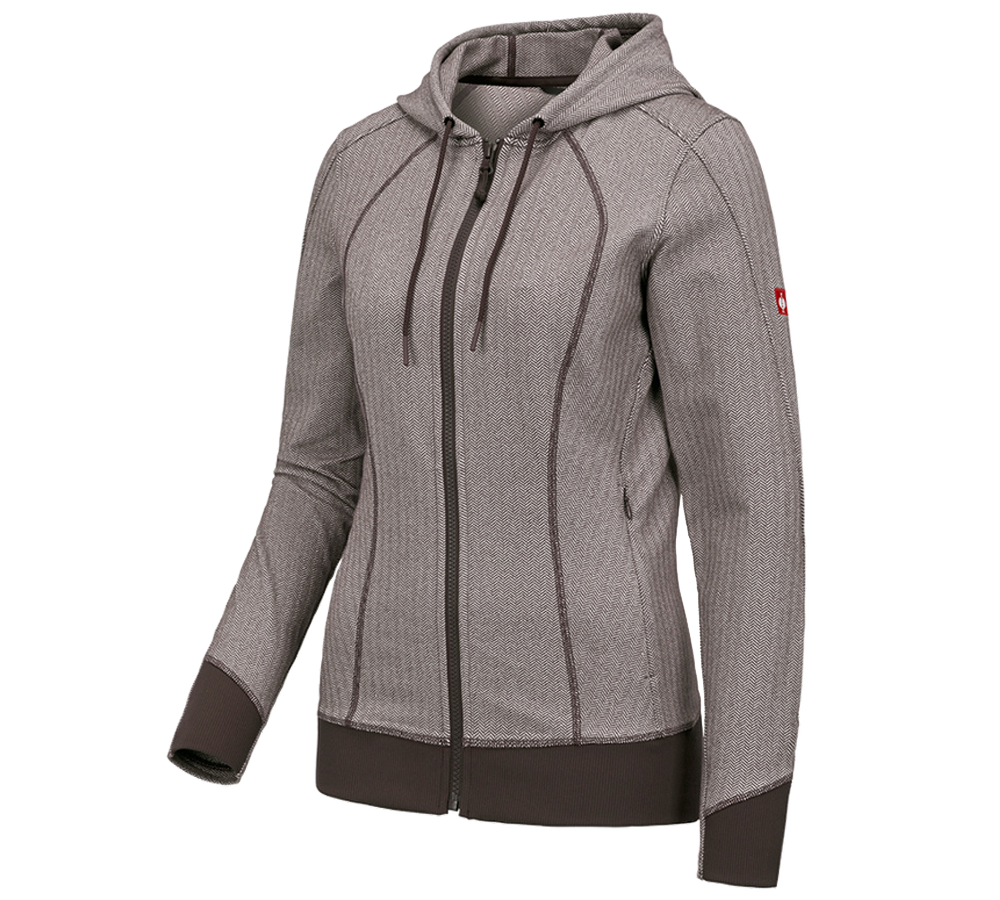 Primary image e.s. Functional hooded jacket herringbone, ladies' chestnut