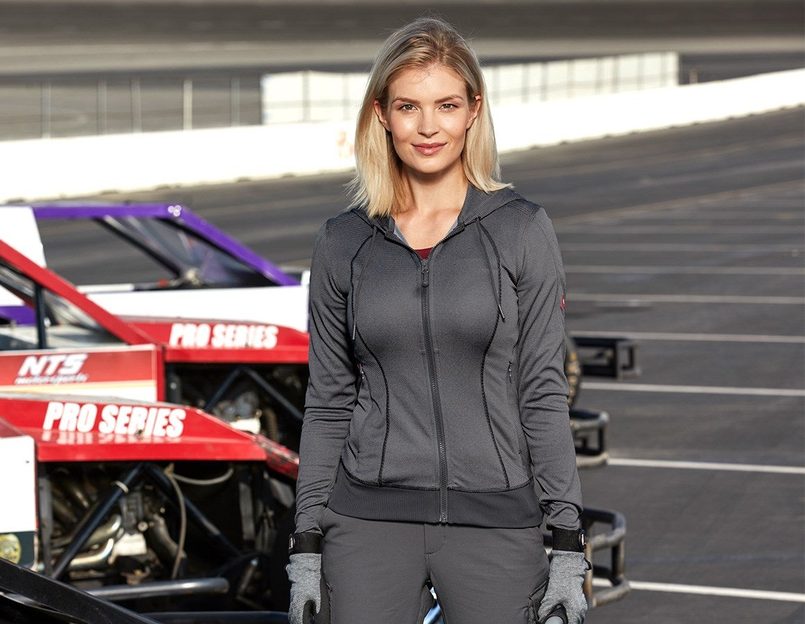 Main action image e.s. Functional hooded jacket stripe, ladies' anthracite