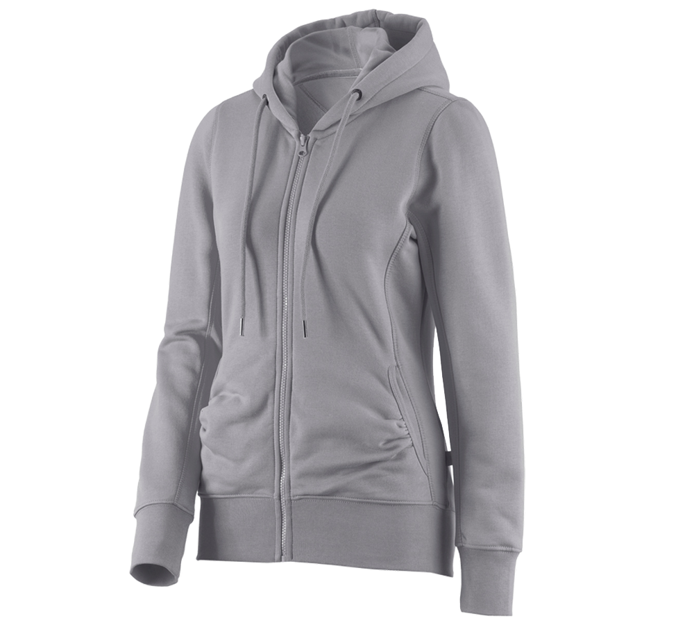 Primary image e.s. Hoody sweatjacket poly cotton, ladies' platinum