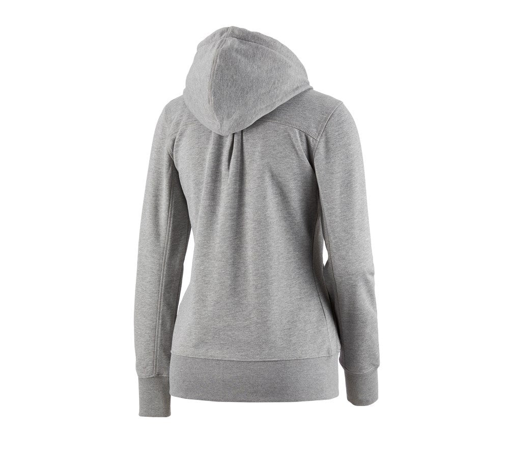 Secondary image e.s. Hoody sweatjacket poly cotton, ladies' grey melange