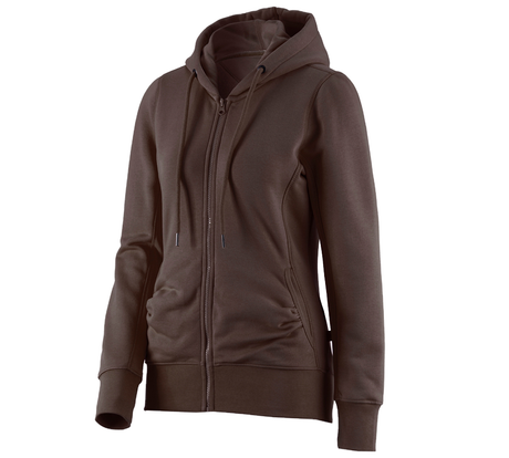 Primary image e.s. Hoody sweatjacket poly cotton, ladies' chestnut