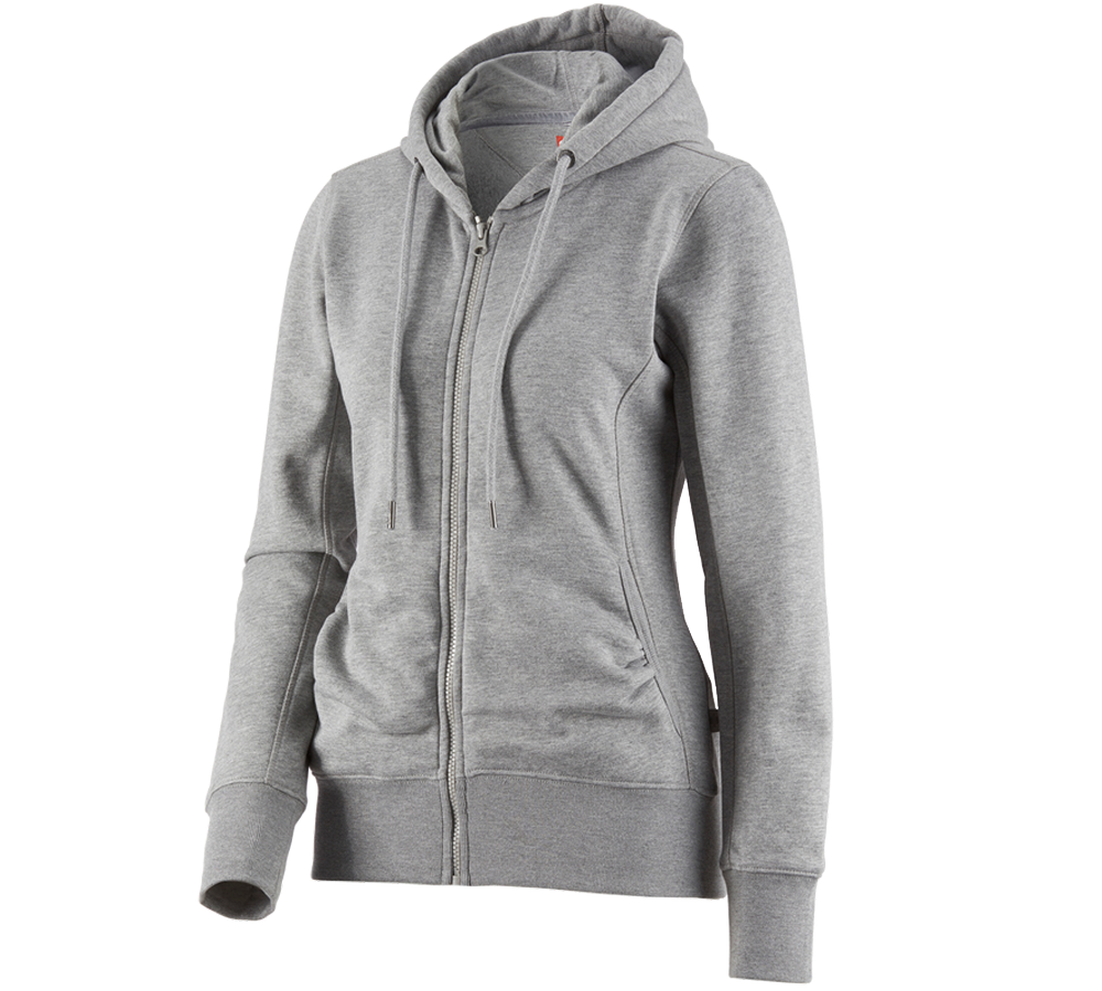 Primary image e.s. Hoody sweatjacket poly cotton, ladies' grey melange