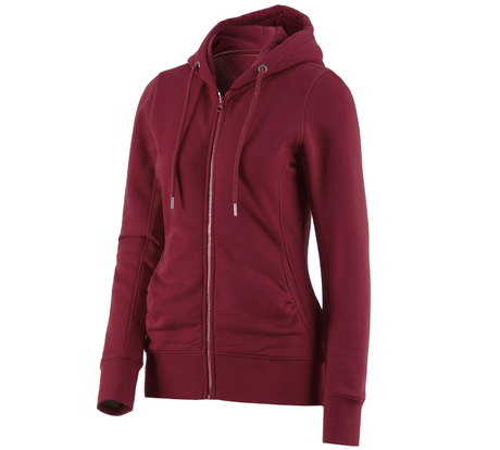 Primary image e.s. Hoody sweatjacket poly cotton, ladies' bordeaux