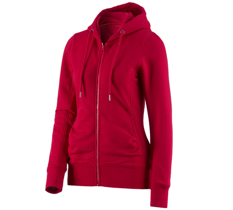 Primary image e.s. Hoody sweatjacket poly cotton, ladies' fiery red