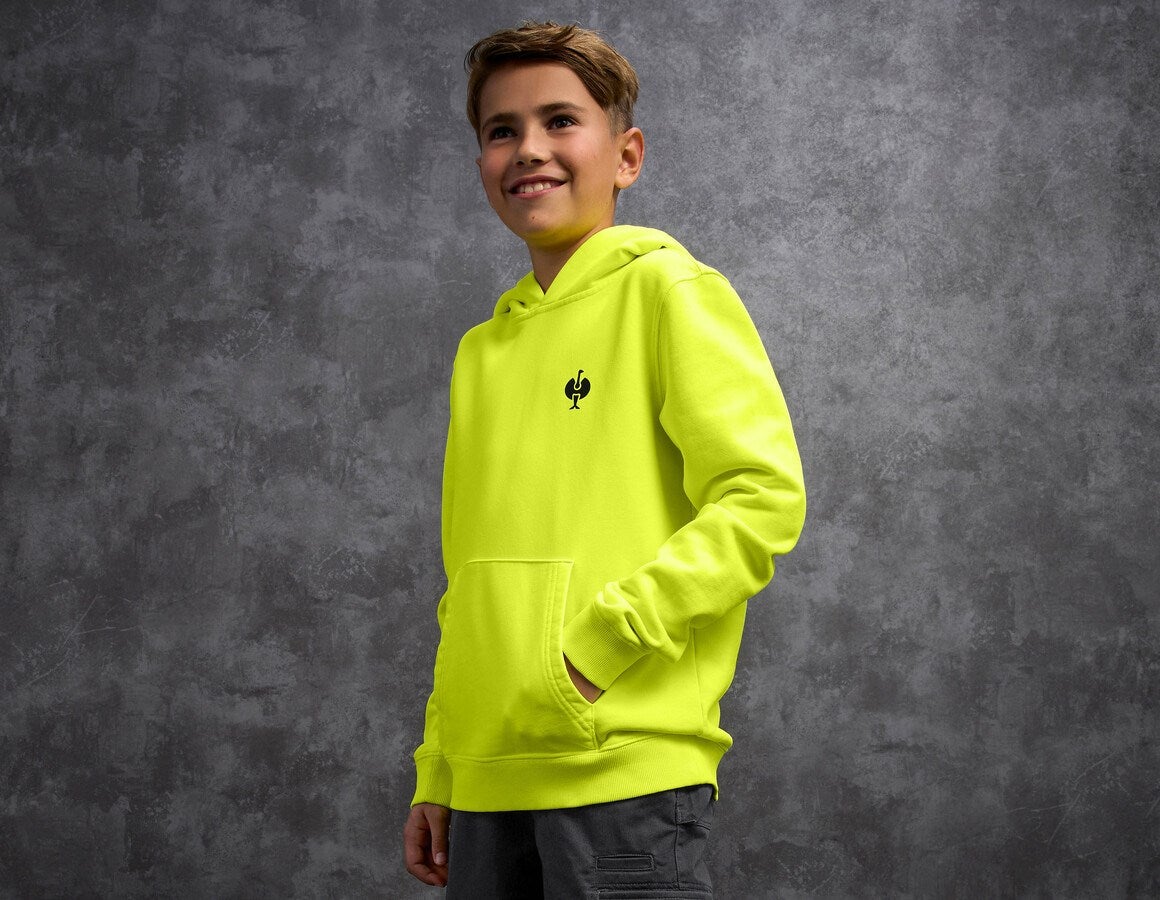 Main action image e.s. Hoody sweatshirt neon, children´s neonyellow vintage