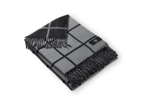 Primary image e.s. Checkered Fringed Blanket basaltgrey/black