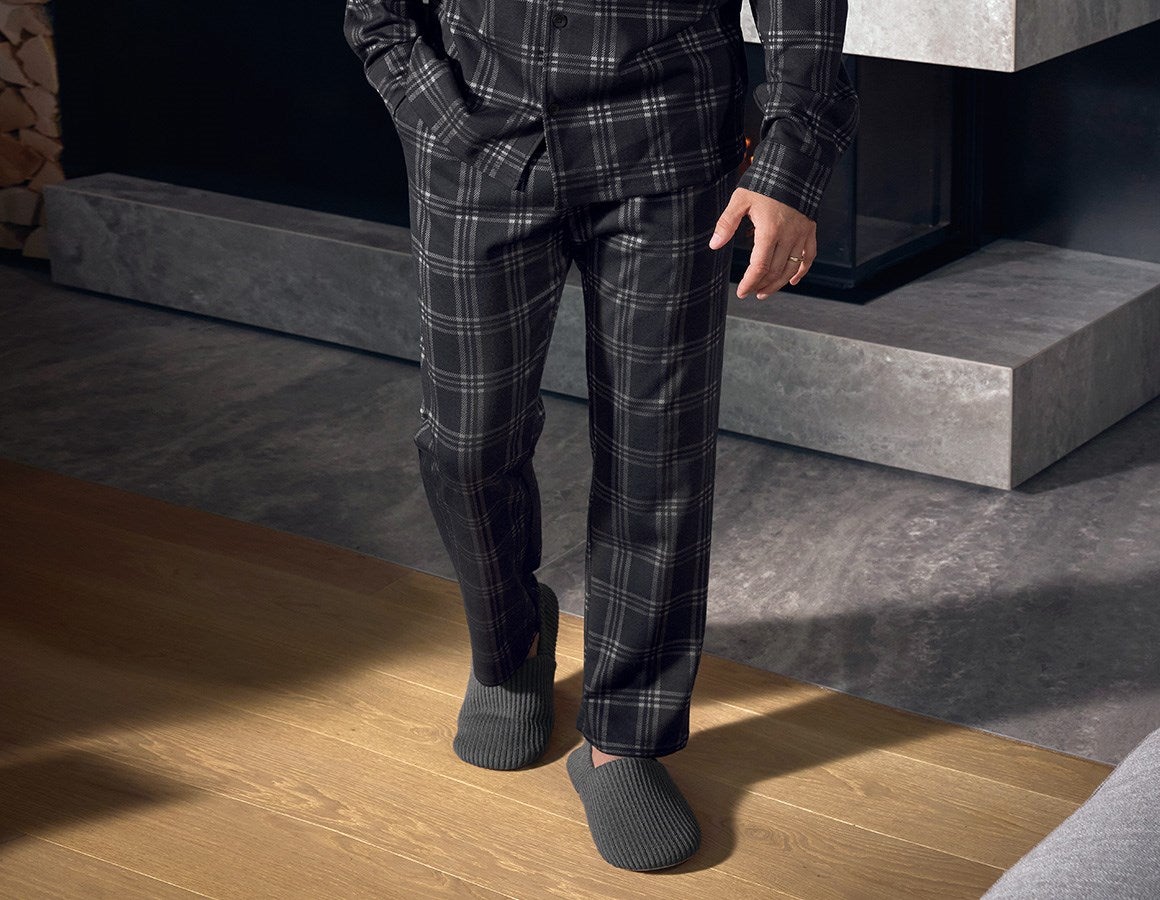 Main action image e.s. Checkered Pyjama Bottoms black/basaltgrey