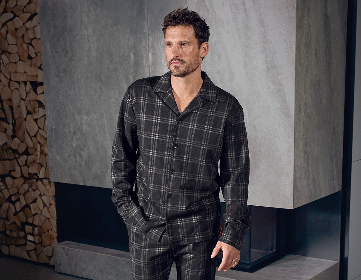 Main action image e.s. Checkered Pyjama Top black/basaltgrey