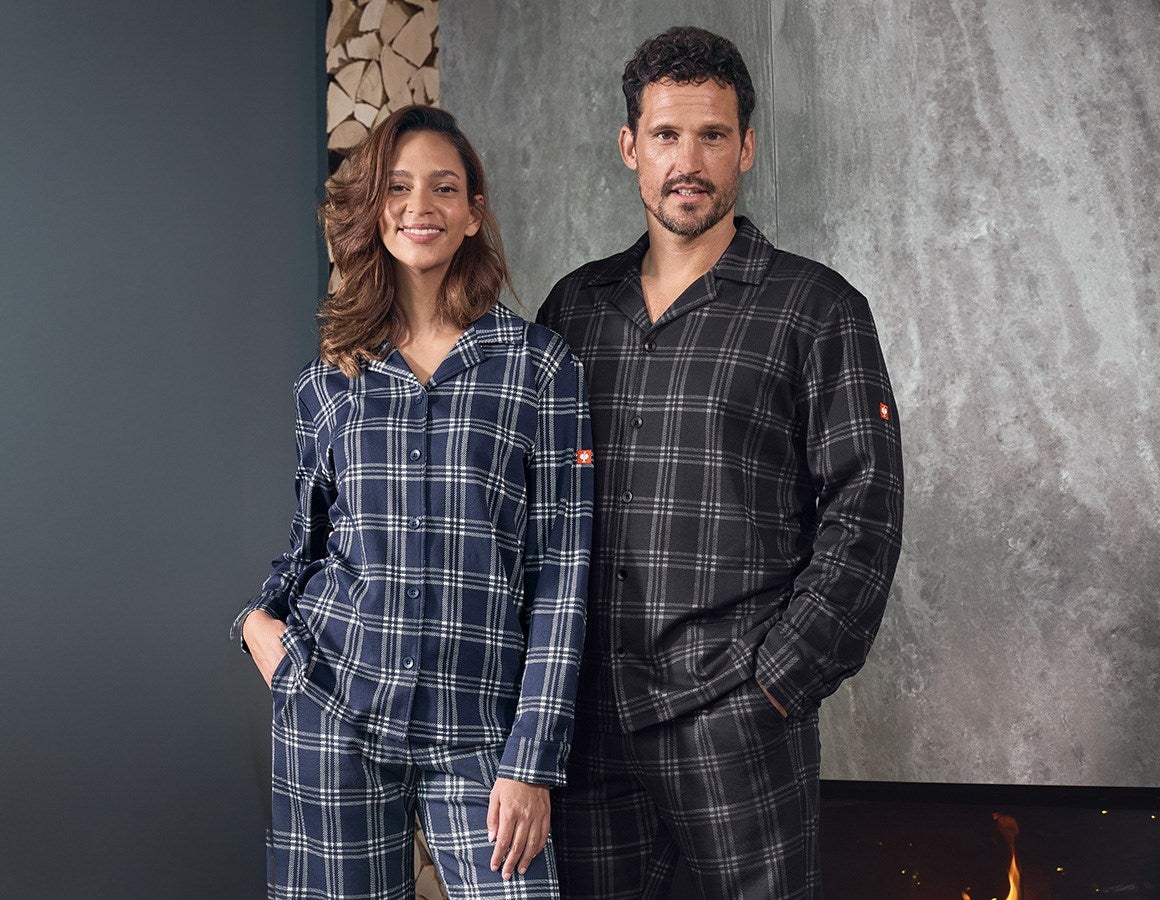 Additional image 2 e.s. Checkered Pyjama Top, ladies' deepblue/white