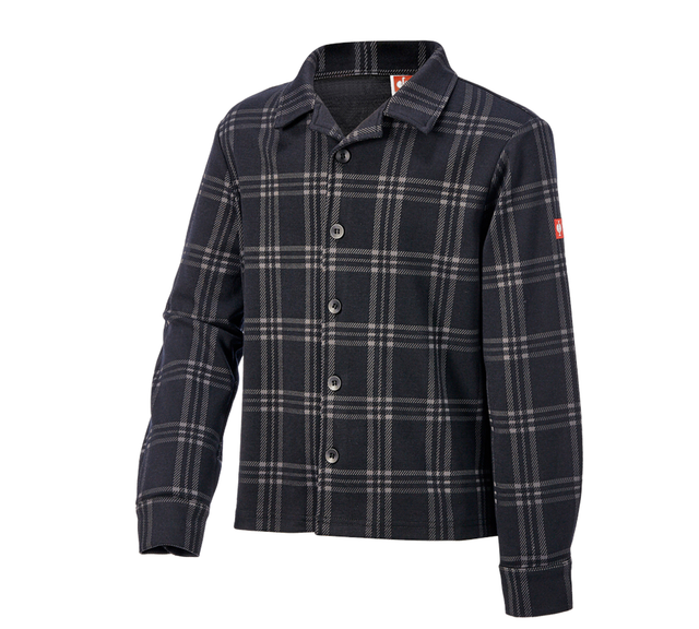 Primary image e.s. Checkered Pyjama Top, children's black/basaltgrey