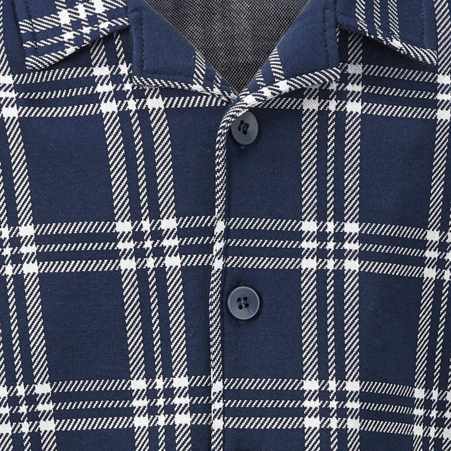Detailed image e.s. Checkered Pyjama Top, children's deepblue/white