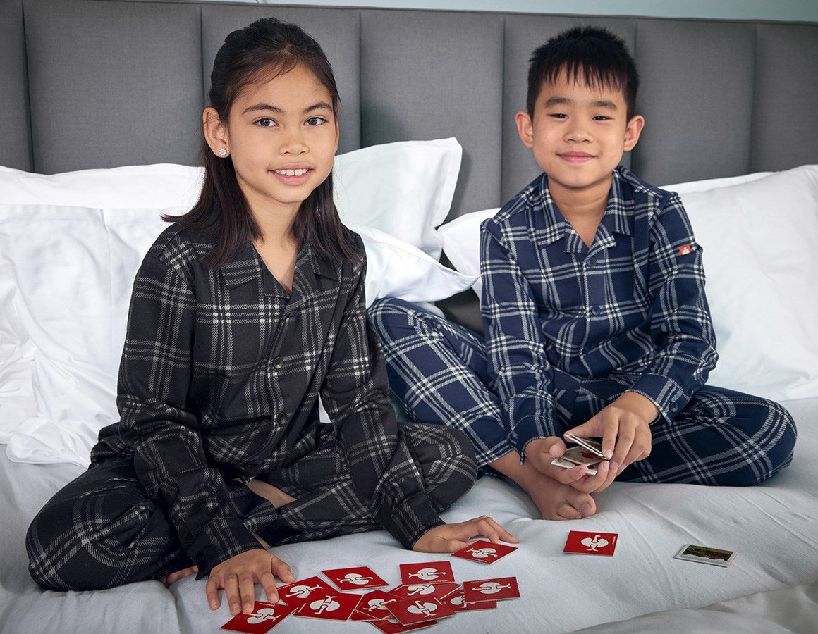 Additional image 3 e.s. Checkered Pyjama Top, children's black/basaltgrey