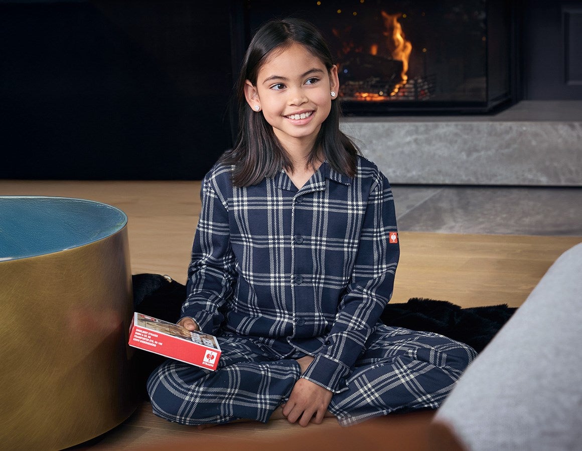 Additional image 1 e.s. Checkered Pyjama Top, children's deepblue/white