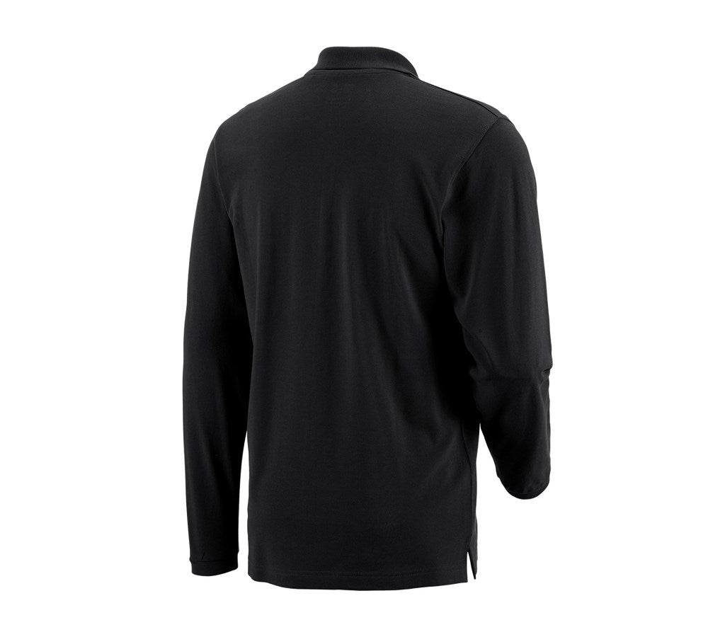 Secondary image e.s. Long sleeve polo cotton Pocket black