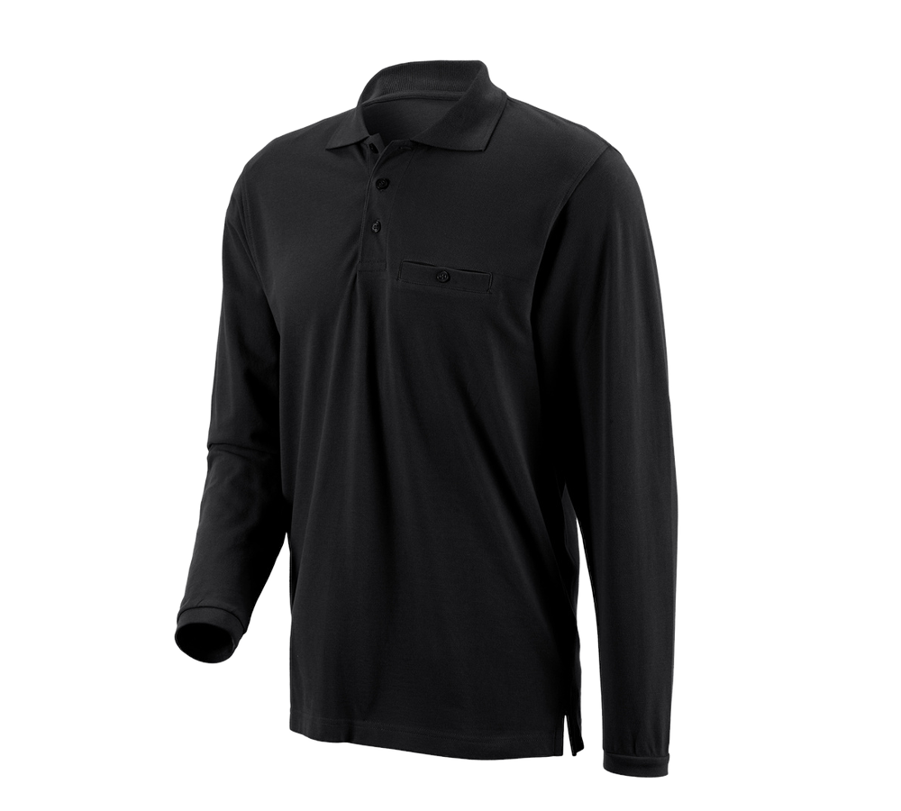 Primary image e.s. Long sleeve polo cotton Pocket black