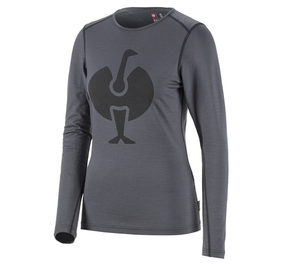 Primary image e.s. Long sleeve Merino, ladies' cement/graphite