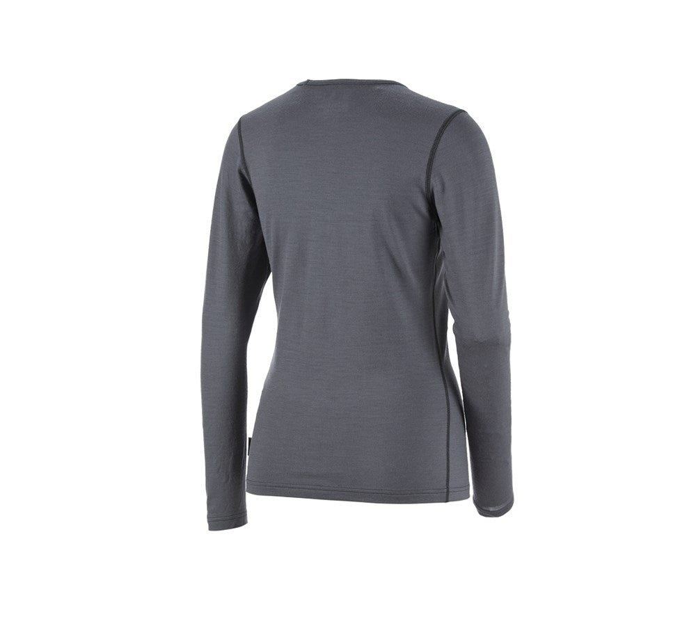 Secondary image e.s. Long sleeve Merino, ladies' cement/graphite