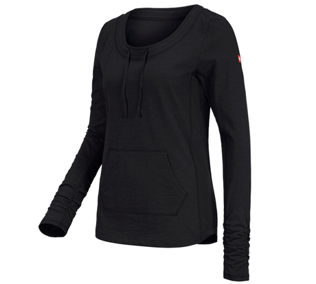 Primary image e.s. Longsleeve cotton slub, ladies' black