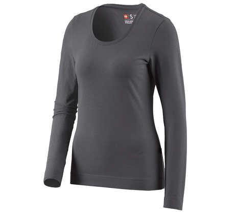 Primary image e.s. Longsleeve cotton stretch, ladies' anthracite