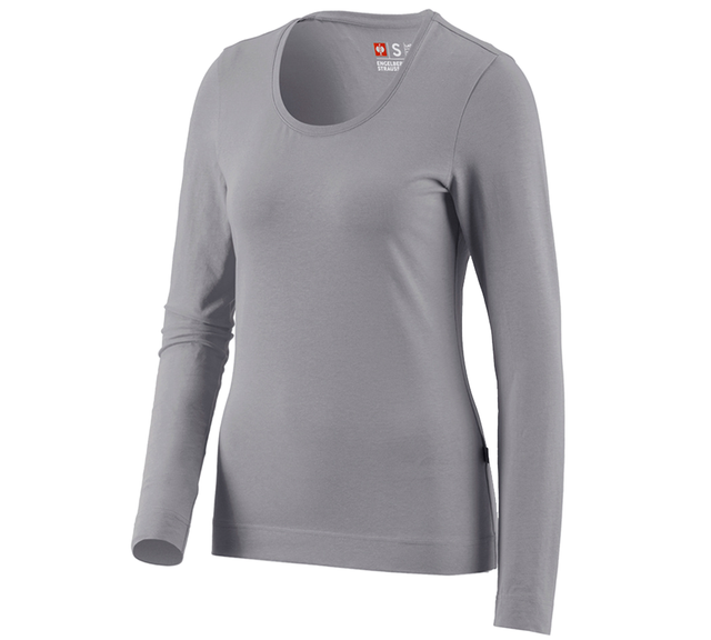 Primary image e.s. Longsleeve cotton stretch, ladies' platinum