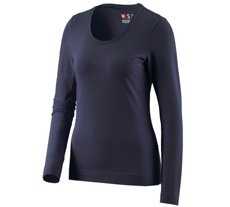 Primary image e.s. Longsleeve cotton stretch, ladies' navy
