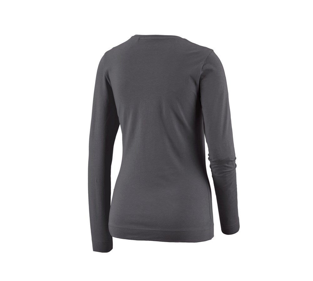 Secondary image e.s. Longsleeve cotton stretch, ladies' anthracite
