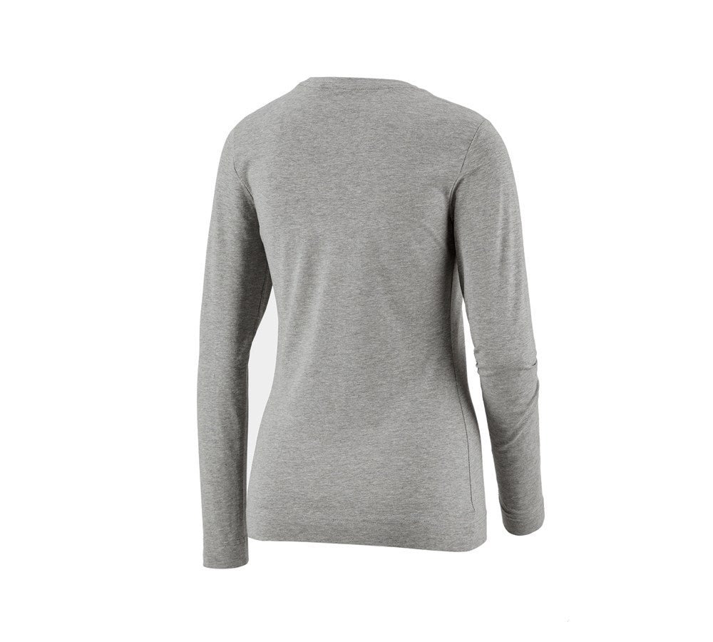 Secondary image e.s. Longsleeve cotton stretch, ladies' grey melange